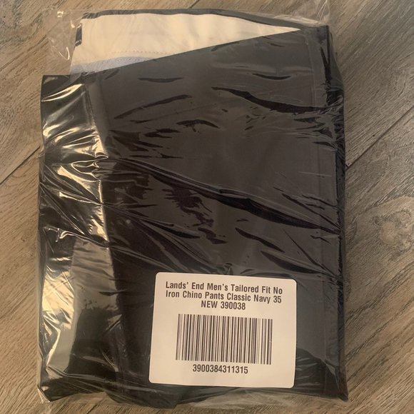 NWT LANDS' END MEN'S TAILORED FIT NO IRON CHINO PANTS CLASSIC NAVY 35 - Picture 5 of 8